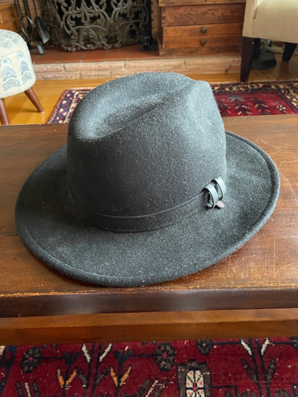 Wide Brim Wool Felt Fedora - Dark Charcoal